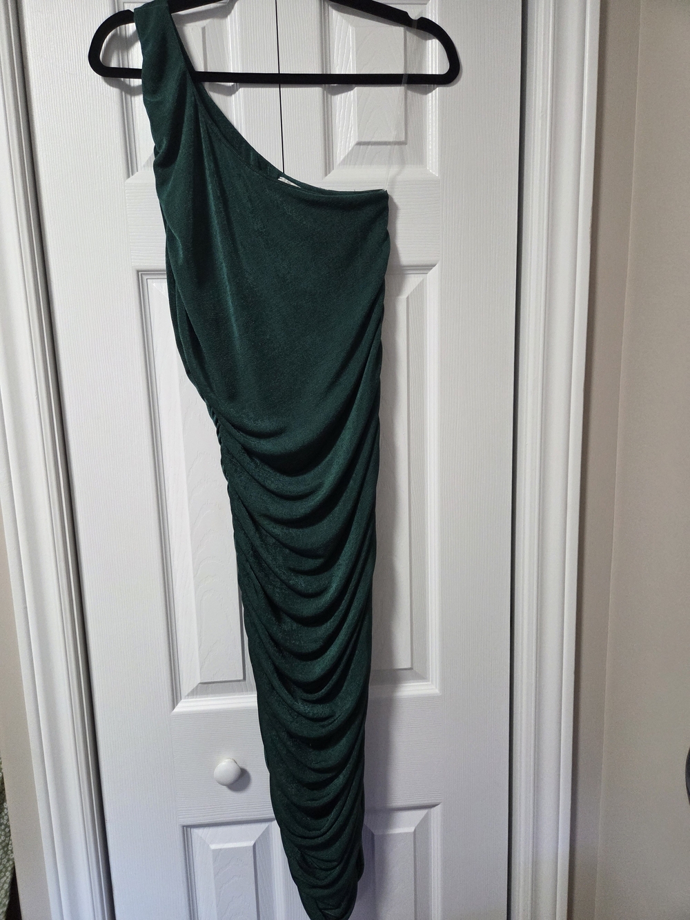 One-Shoulder Emerald Green Bodycon Evening Dress